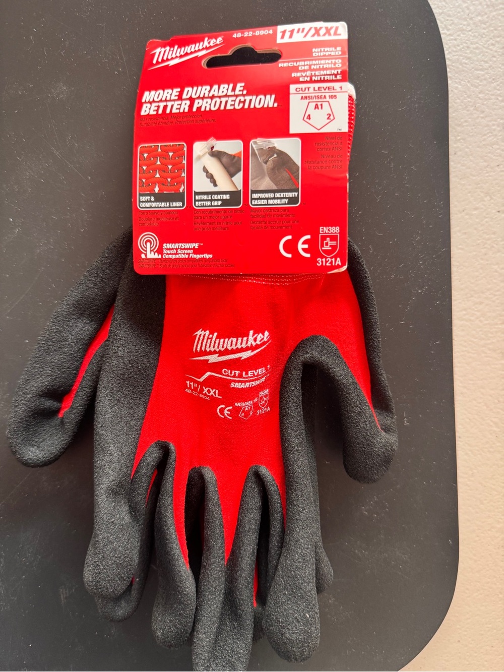 NEW Milwaukee Cut Level 1 Nitrile Dipped Work Gloves XXL 2XL 48-22-8904